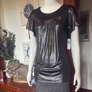 NWT Style&Co size small Metallic Black Women's Top